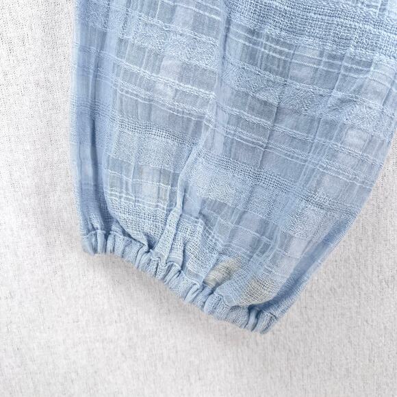 SKIN WORLDWIDE Textured Cotton Gauze Pajama Top Womens 2 Medium Light Blue NEW - Picture 14 of 16